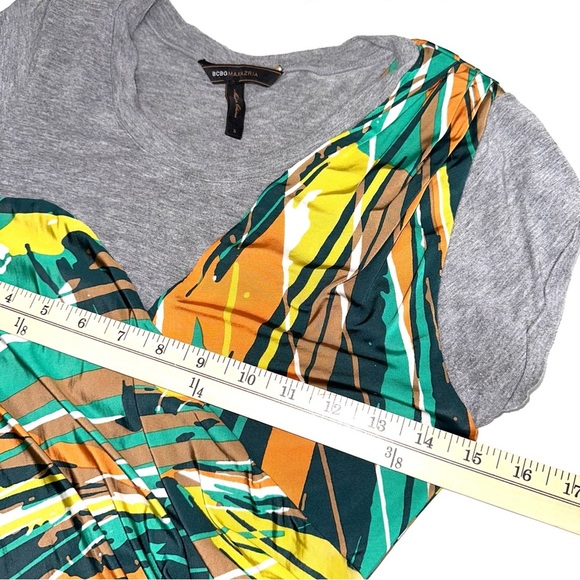 BCBG Maxazria Women’s S Bodycon Stretch Green Tide Multi Jersey Dress Short Slv - Picture 8 of 10